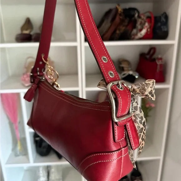 Red Leather y2k Coach Baguette 🍒
