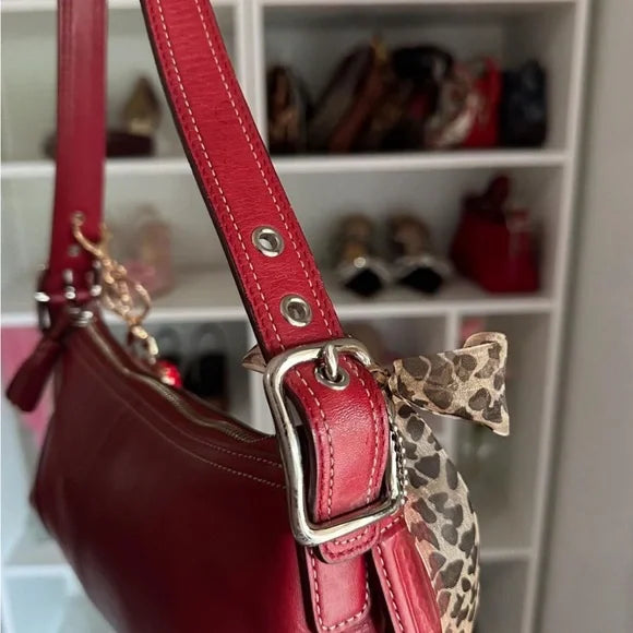 Red Leather y2k Coach Baguette 🍒