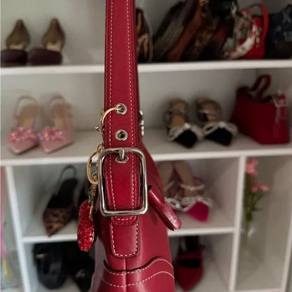 Red Leather y2k Coach Baguette 🍒