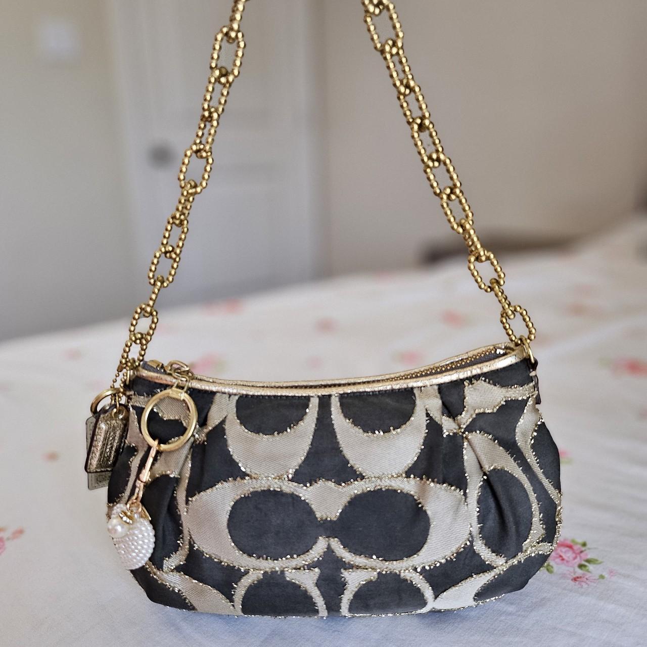 🩷 Vintage Y2K Coach Lurex Poppy Gold Hardware Small Shoulder Bag 🩷