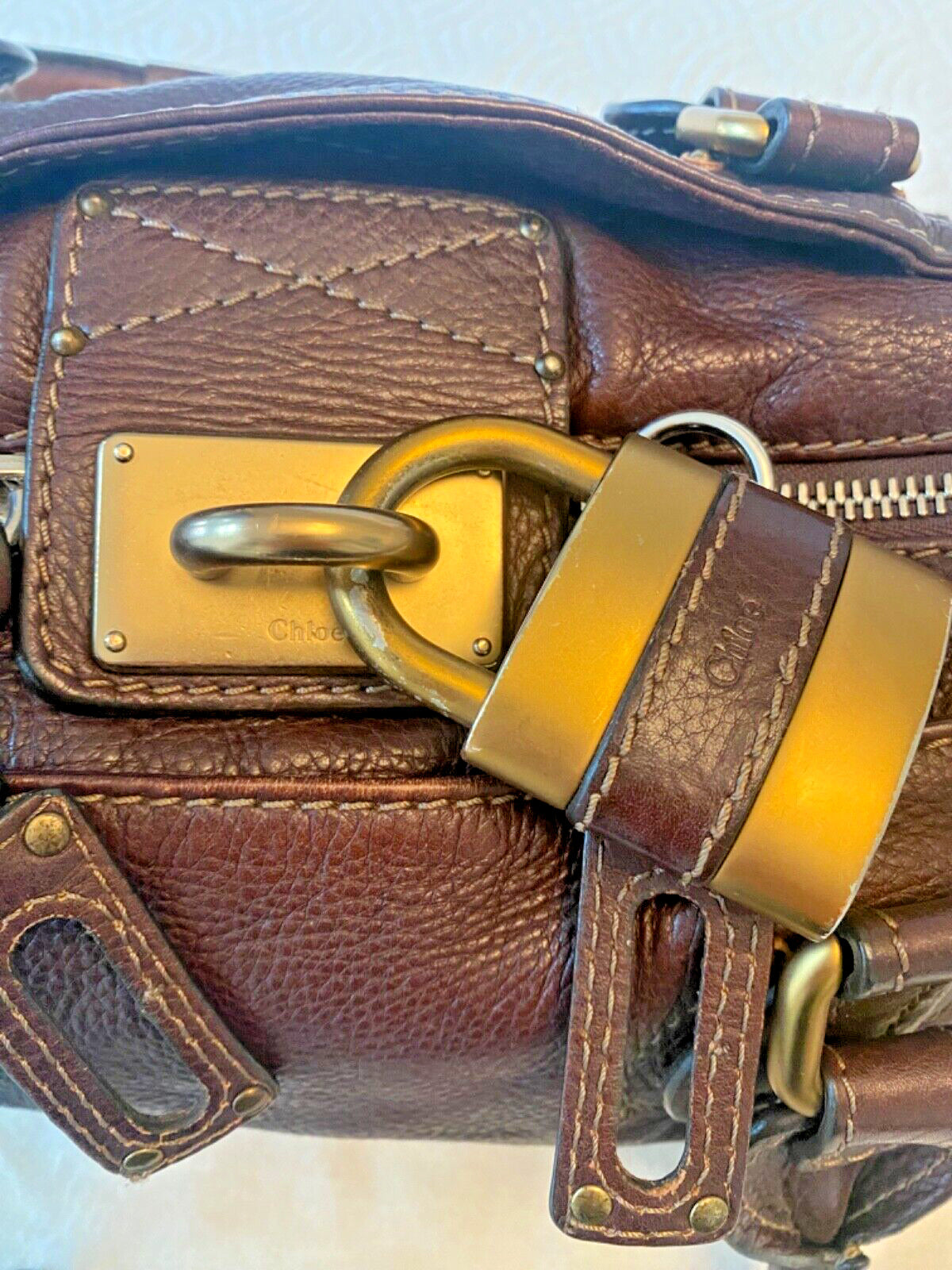 CHLOE Chocolate Brown Paddington Bag with lock, key, and dustbag