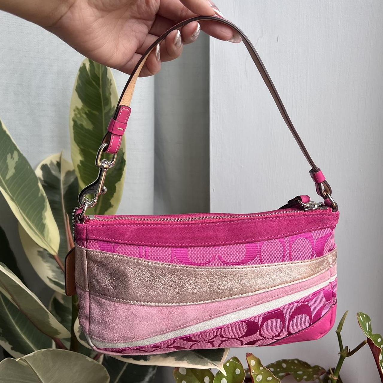 Coach Signature Vachetta Hand/Shoulder Bag - Pink/Tan/Silver