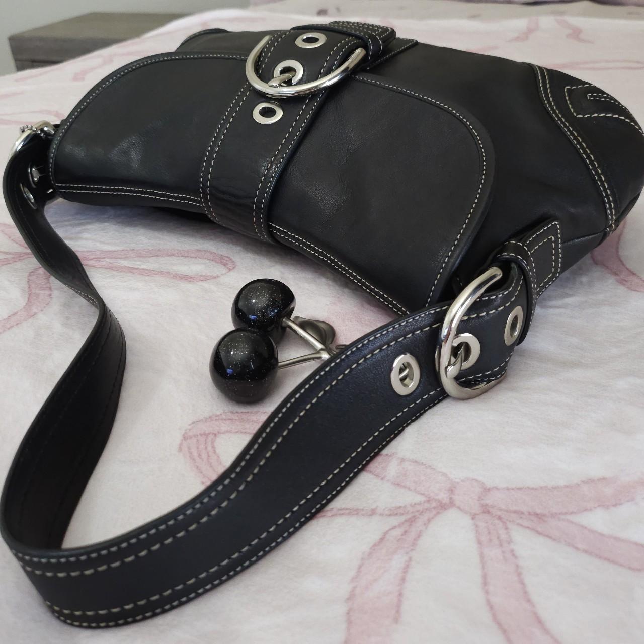🖤Vintage Coach Y2K Soho Black Buckle Flap Shoulder Bag Purse 🖤