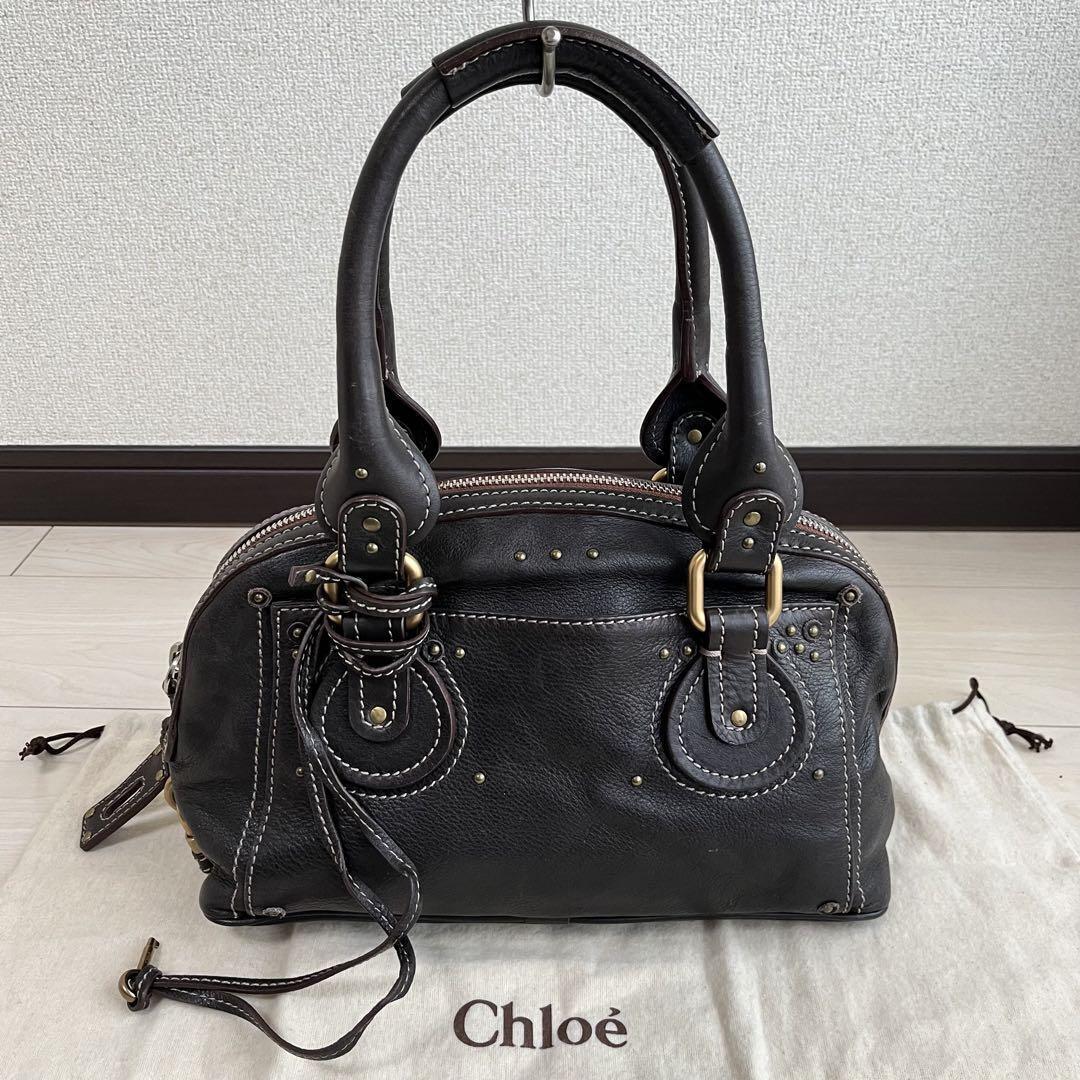 Chloe Paddington Handbag Mini Boston Brown Leather With Gold Padlock Used
