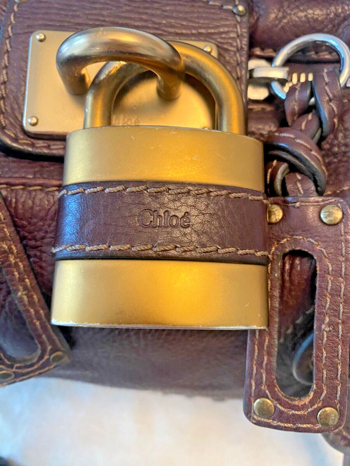 CHLOE Chocolate Brown Paddington Bag with lock, key, and dustbag