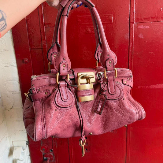 Iconic Chloe paddington bag in beautiful pink color and gold hardware