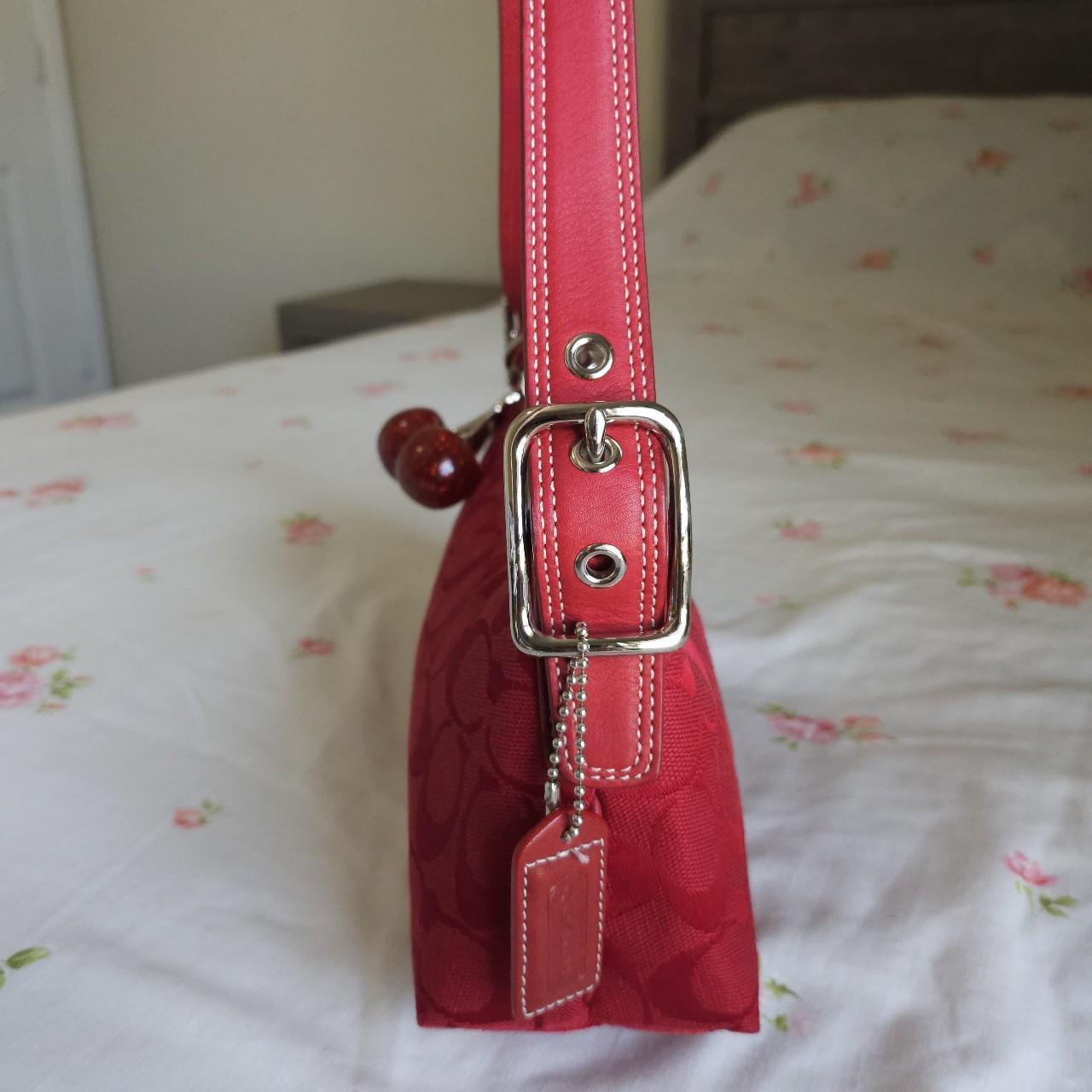 🍒 Y2K Vintage Rare Coach Red East West Baguette Shoulder Bag with coin purse 🍒