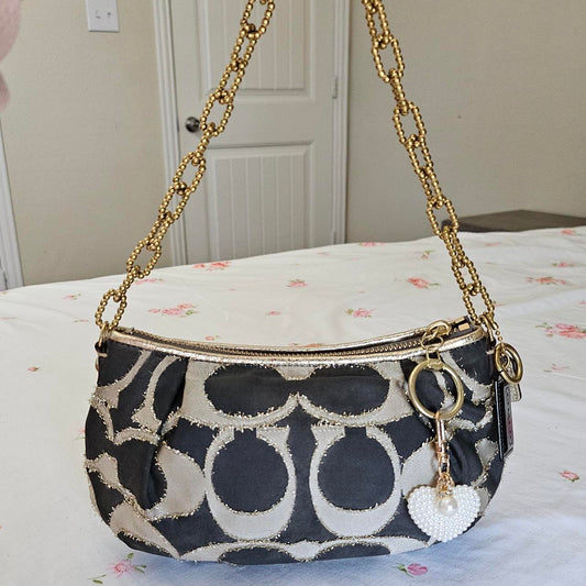 🩷 Vintage Y2K Coach Lurex Poppy Gold Hardware Small Shoulder Bag 🩷